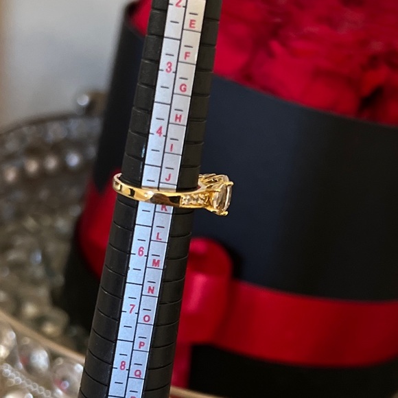 Three Stone Diamond 10k gold plated over 925 sterling silver ring size 5 - Picture 8 of 10